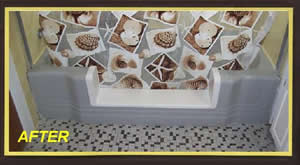 Bathtub after conversion to a shower